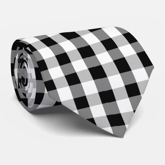 Cravate Rétro gris blanc noir Checkered (Roulé)