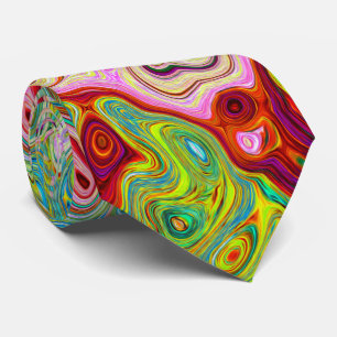 Cravate Retro Groovy Abstract Colorful Rainbow Swirl