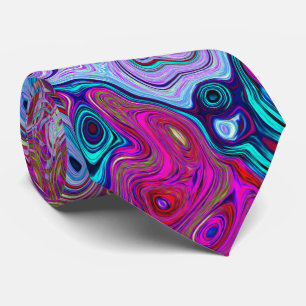 Cravate Rétro Groovy Abstrait Tourbillon Lavande et Magent