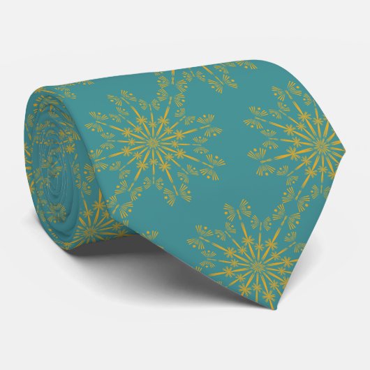 Cravate Retro Mandala Teal Neck Tie (Roulé)