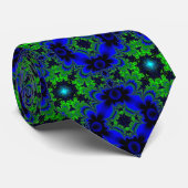 Cravate Retro Margeriten u. Sterne Artdeco in grün blau (Roulé)
