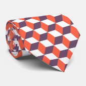 Cravate Retro Marine Bleu Cube Rouge Moderne Motif géométr (Roulé)