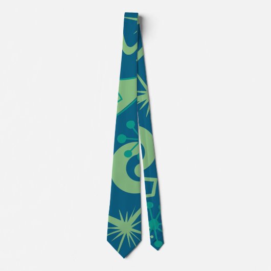 Cravate Retro Mid Century Green & Blue Abstract (Devant)