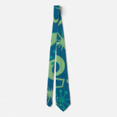 Cravate Retro Mid Century Green & Blue Abstract (Dos)