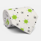 Cravate Retro Mid Mod Starburst Sky Chartreuse (Roulé)