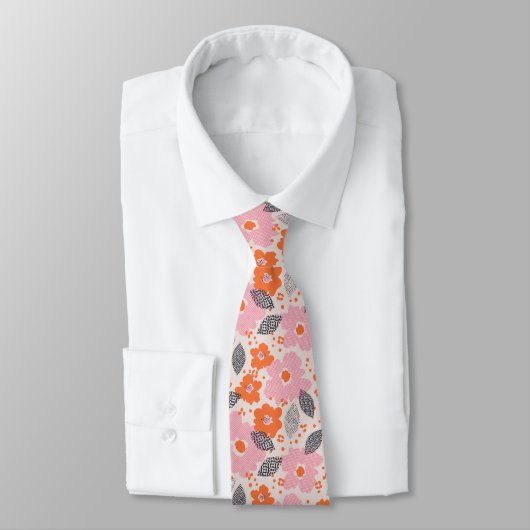 Cravate Rétro motif floral mignon (Attaché)