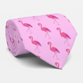 Cravate Rétro motif, fuchsia et rose de Flamant rose (Roulé)