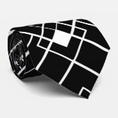 Cravate Rétro motif noir et blanc d'art déco (Roulé)