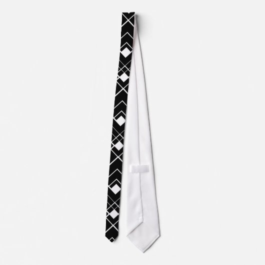 Cravate Rétro motif noir et blanc d'art déco (Dos)