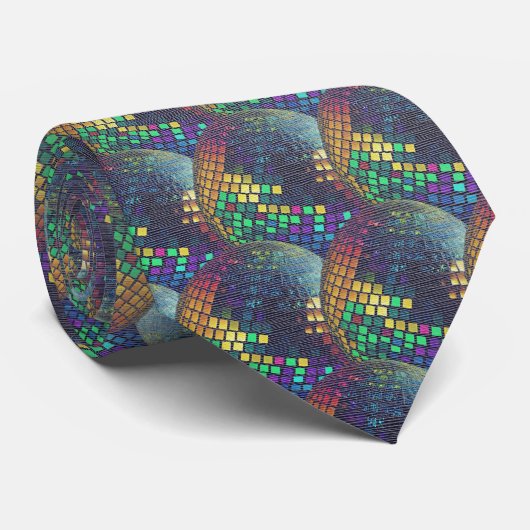 Cravate Retro Néon - Géode Disco (Roulé)
