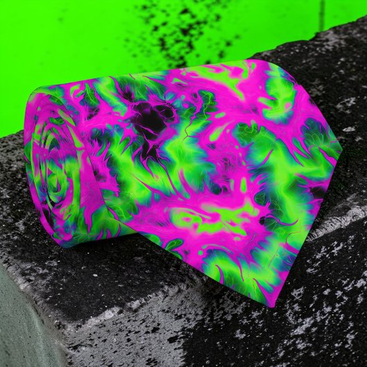 Cravate Retro Neon Tie-Dye Custom Necktie