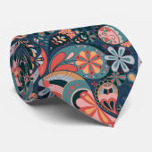 Cravate Retro Paisley Arrière - plan esthétique motif flor (Roulé)