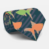 Cravate Retro Pêche Papa Neon Motif de poisson (Roulé)