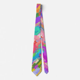 Cravate Retro Rainbow Paint Splat Surface Pattern 