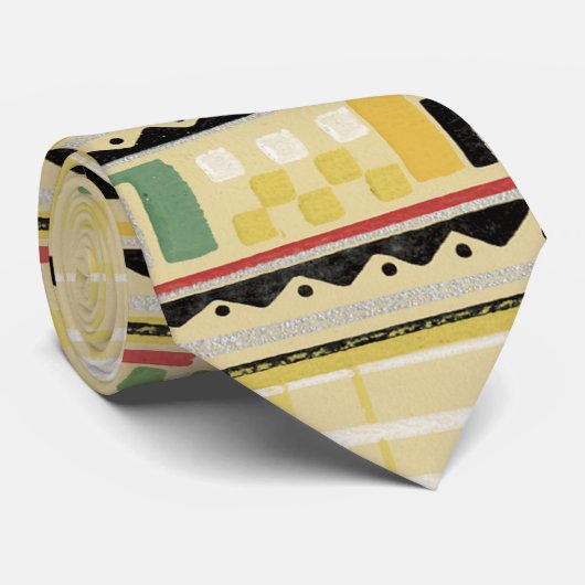 Cravate Rétro résumé en jaune avec Geo (Roulé)