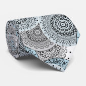 Cravate Rétro, rétro motif, bleu et gris, élégant (Roulé)