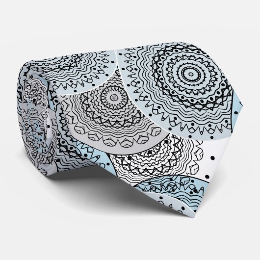 Cravate Rétro, rétro motif, bleu et gris, élégant (Roulé)