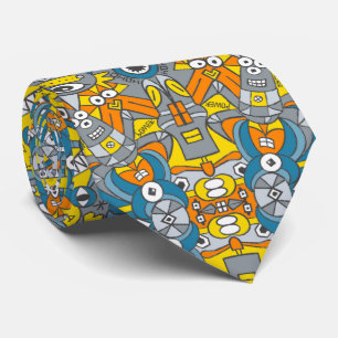 Cravate Retro robots are back and want to have fun pattern