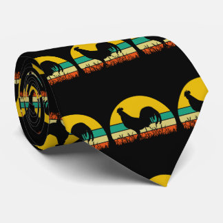 Cravate Retro Sunset Chicken Rooster Tie