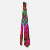 Cravate Retro Super Magenta, Rouge et Bleu Art Abstrait (Dos)
