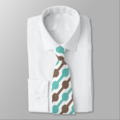 Cravate Retro Taupe Brown et Turquoise Motif vert (Attaché)