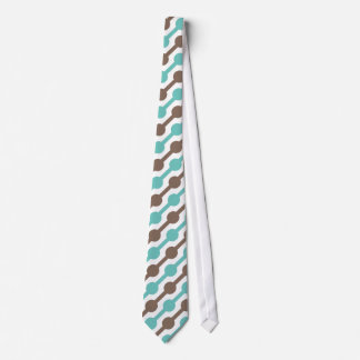 Cravate Retro Taupe Brown et Turquoise Motif vert