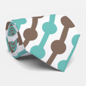 Cravate Retro Taupe Brown et Turquoise Motif vert (Roulé)