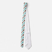 Cravate Retro Taupe Brown et Turquoise Motif vert (Dos)