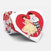 Cravate Retro Valentine's Day, Vintage Harlequin and Heart (Roulé)
