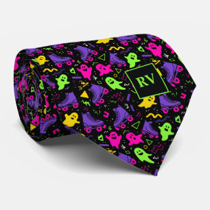 Cravate RetroHalloween Haunted Arcade Vibes Monogrammé