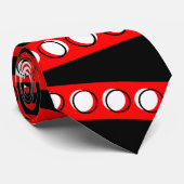 Cravate Rétros cercles et rayures noirs blancs rouges (Roulé)