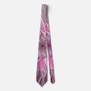 Cravate Rêve de fleur rose fractal, Motif d'Imaginaire flo