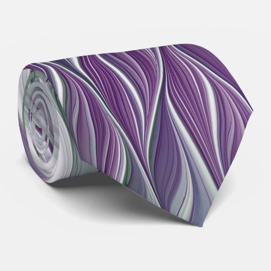 Cravate Rêve de fleurs, Abstrait violet vert Fractal Art (Roulé)