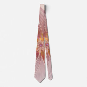 Cravate Rêve floral rose doux Fleur d'art fractal Abstrait