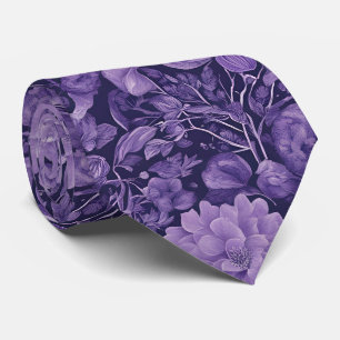 Cravate Rêve Violet, palette indigo de fleurs de fantaisie