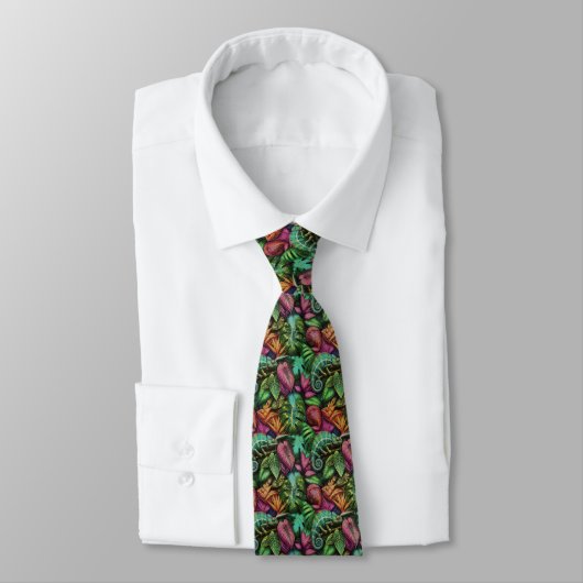 Cravate Rêves de jungle de caméléon Motif de surface trans (Attaché)