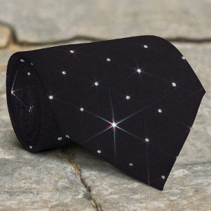 Cravate Rhinestone brillant Diamant Matière noire