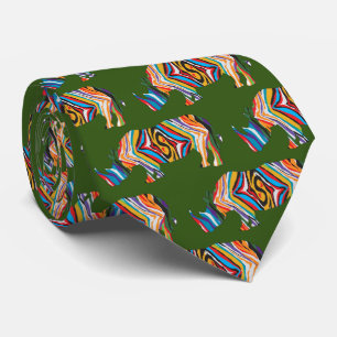 Cravate Rhinoceros dans une impression psychédélique