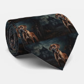 Cravate Ridgeback rhodésien Halloween Épouvantable (Roulé)