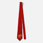 Cravate Rinder d'or sur Damas rouge avec Monogramme (Devant)