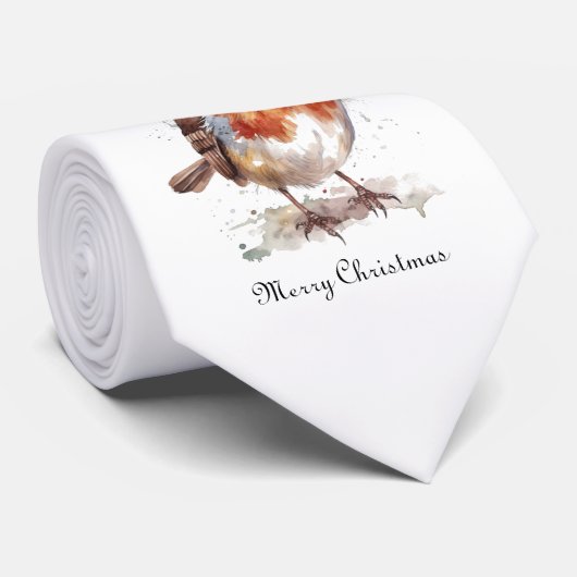 Cravate Robin rouge de Noël, personnalisable (Roulé)