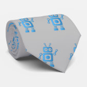 Cravate Robot rétro bleu (Roulé)