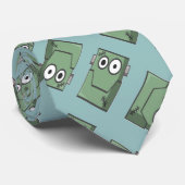 Cravate Robot vert tête en bleu (Roulé)