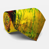 Cravate Robuste teinté du rouge au jaune, un peu vert (Roulé)