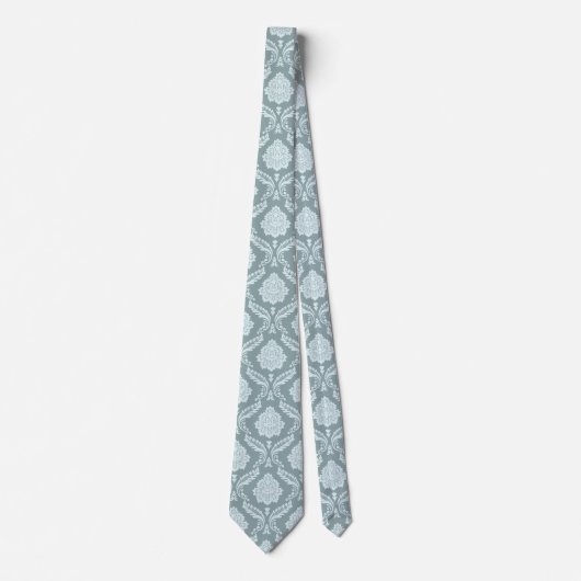 Cravate Rococo Damask Pattern Duck Egg Blue+Teal (Devant)