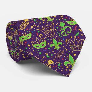 Cravate Roi des Confettis Tie Mardi Gras