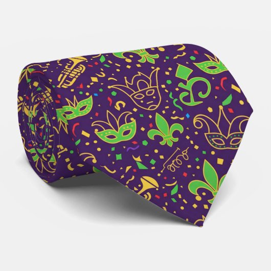 Cravate Roi des Confettis Tie Mardi Gras (Roulé)
