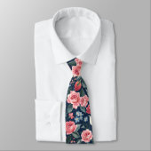Cravate Romantic Navy Blue Floral Garden Pattern (Attaché)