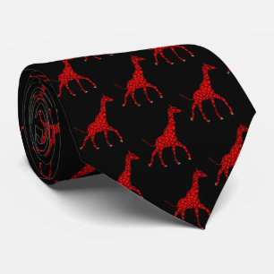 Cravate Romantic Red Giraffe Tiled Pattern