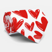 Cravate Romantique Red Love Hearts Motif Saint Valentin (Roulé)